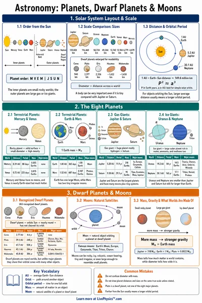 Planets, Dwarf Planets & Moons