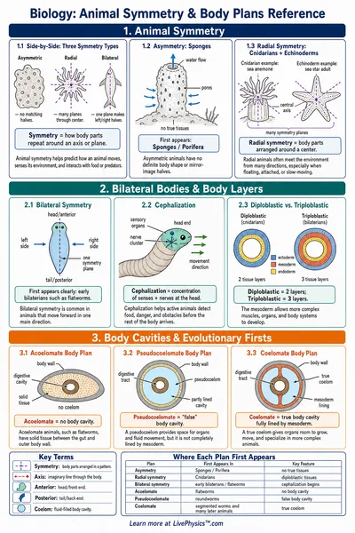 Animal Symmetry & Body Plans Reference