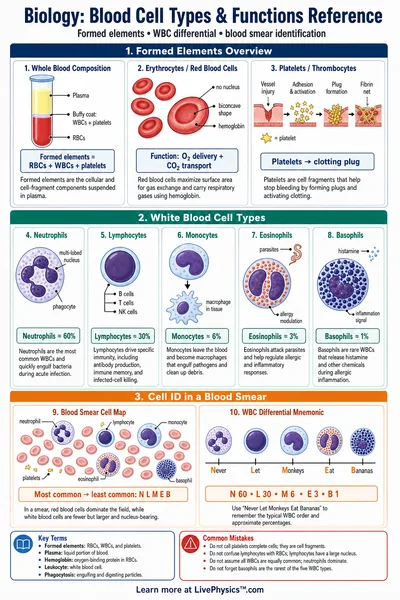 Blood Cell Types & Functions Reference