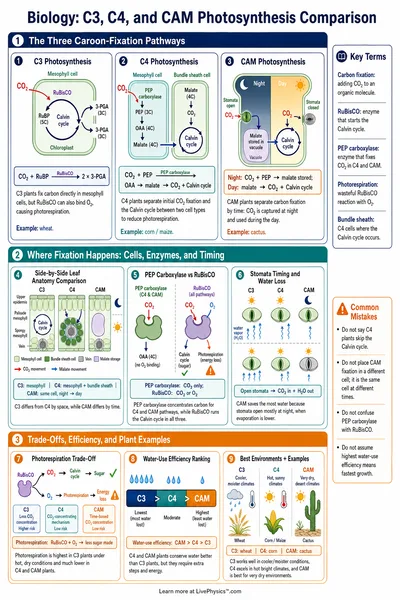 C3, C4, and CAM Photosynthesis Comparison