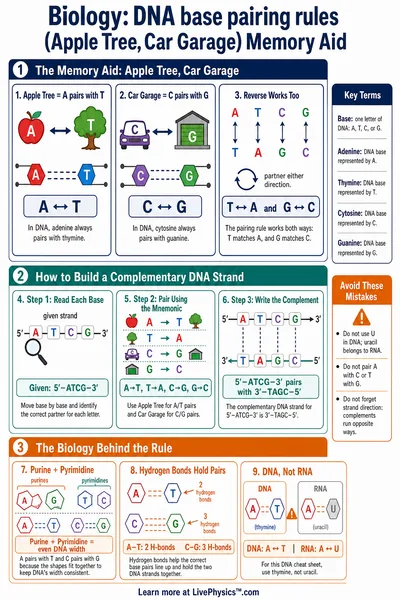 DNA base pairing rules (Apple Tree, Car Garage) Memory Aid