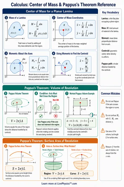 Center of Mass & Pappus's Theorem Reference