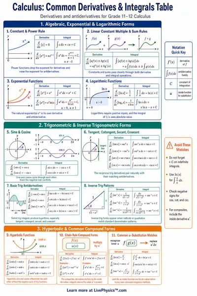 Common Derivatives & Integrals Table