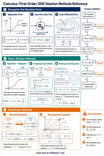 First-Order ODE Solution Methods Reference