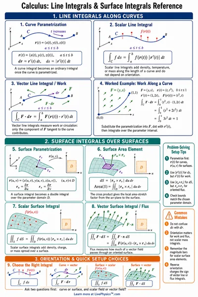 Line Integrals & Surface Integrals Reference