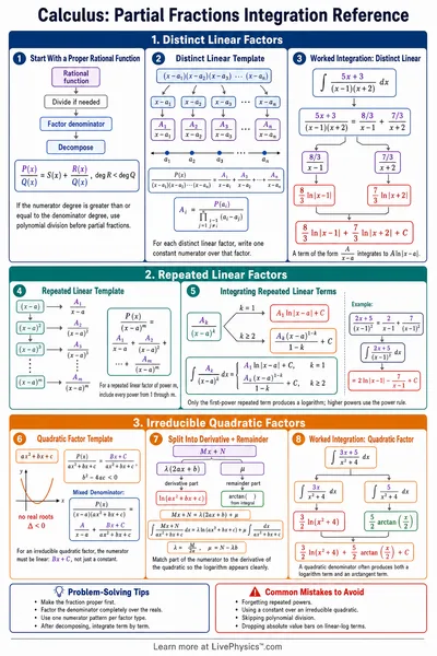 Partial Fractions Integration Reference