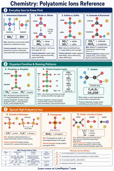 Polyatomic Ions Reference