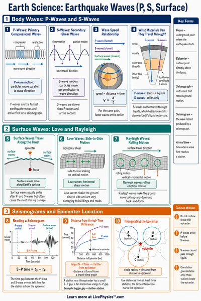 Earthquake Waves (P, S, Surface)