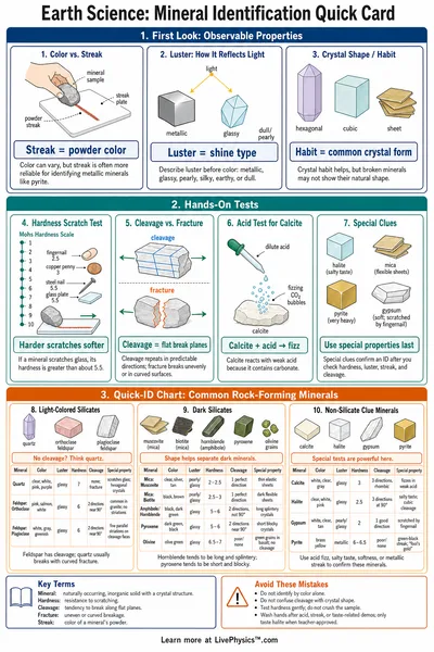 Mineral Identification Quick Card