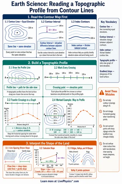 Reading a Topographic Profile from Contour Lines