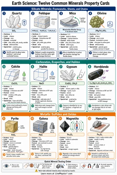 Twelve Common Minerals Property Cards