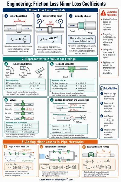 Friction Loss Minor Loss Coefficients