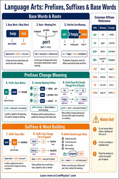 Prefixes, Suffixes & Base Words