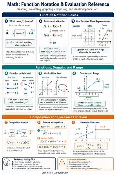 Function Notation & Evaluation Reference