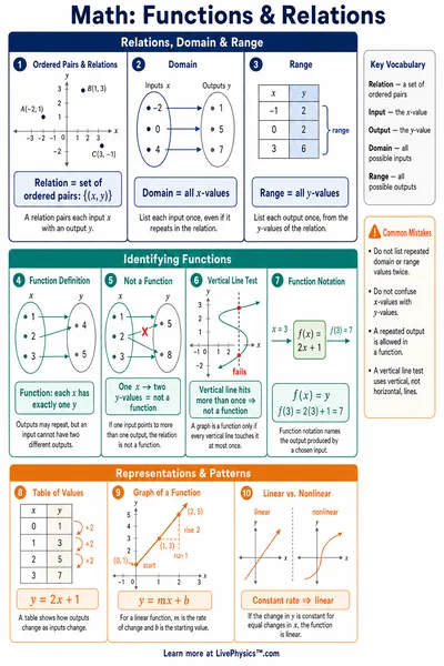 Functions & Relations cheat sheet