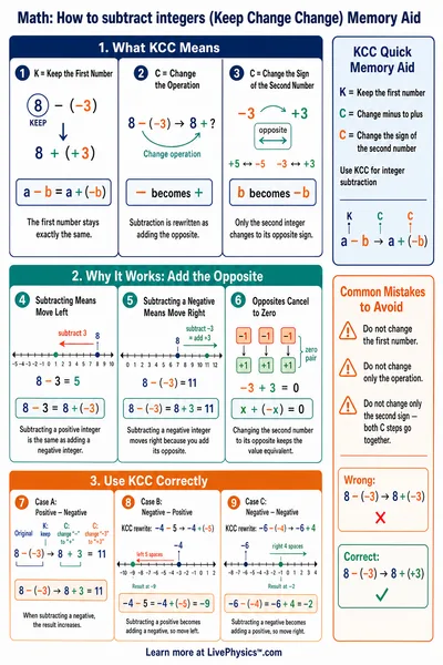 How to subtract integers (Keep Change Change) Memory Aid