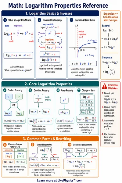 Logarithm Properties Reference