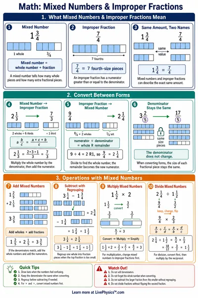 Mixed Numbers & Improper Fractions