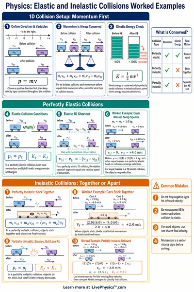 Elastic and Inelastic Collisions Worked Examples