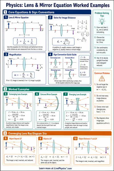 Lens & Mirror Equation Worked Examples