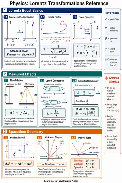 Lorentz Transformations Reference