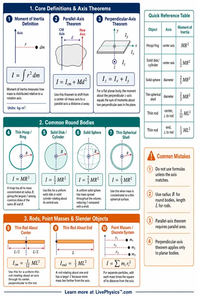 Moment of Inertia Reference Table