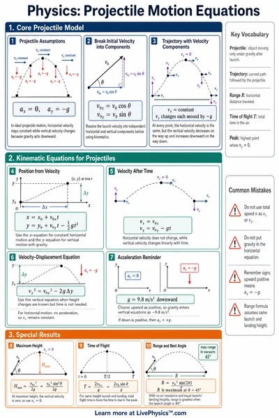 Projectile Motion Equations