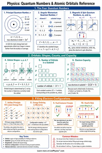 Quantum Numbers & Atomic Orbitals Reference