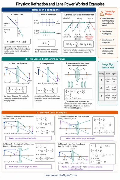 Refraction and Lens Power Worked Examples