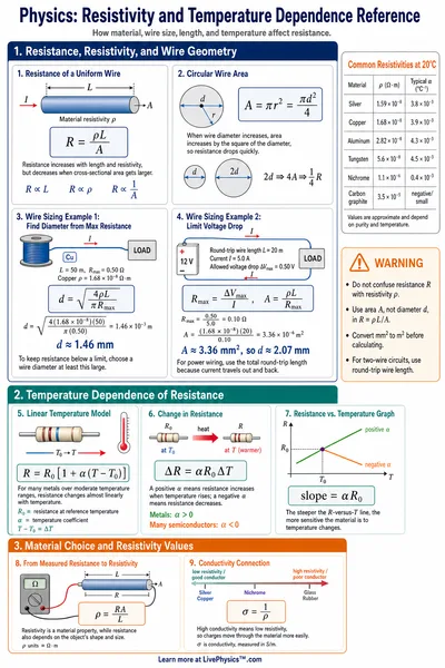 Resistivity and Temperature Dependence Reference