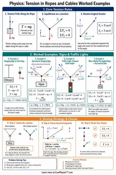 Tension in Ropes and Cables Worked Examples