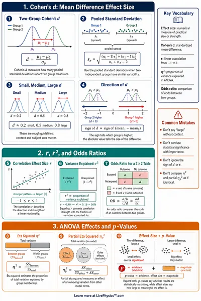 Effect Size Cohen's d & r Reference