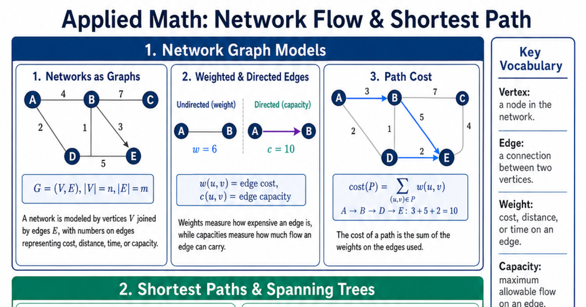 Network Flow & Shortest Path Cheat Sheet | LivePhysics™