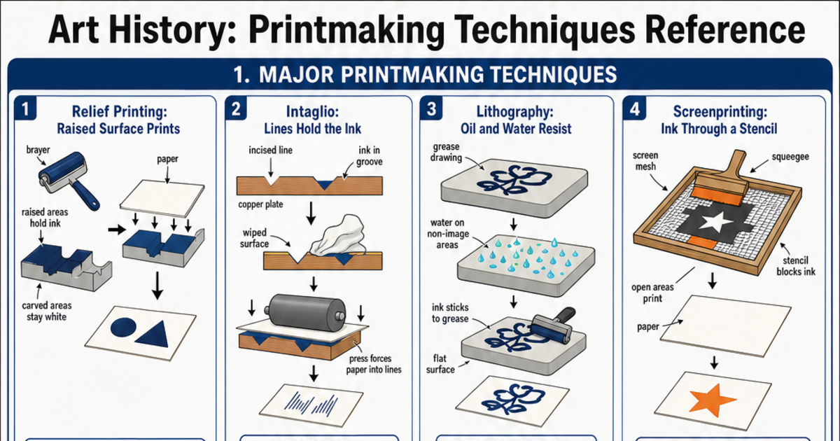 Printmaking Photo Reference Printmaking Techniques Reference Cheat Sheet | LivePhysics™