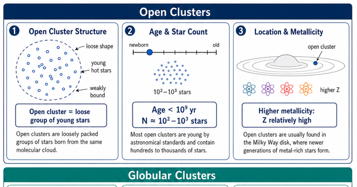 Globular vs Open Star Clusters Cheat Sheet | LivePhysics™