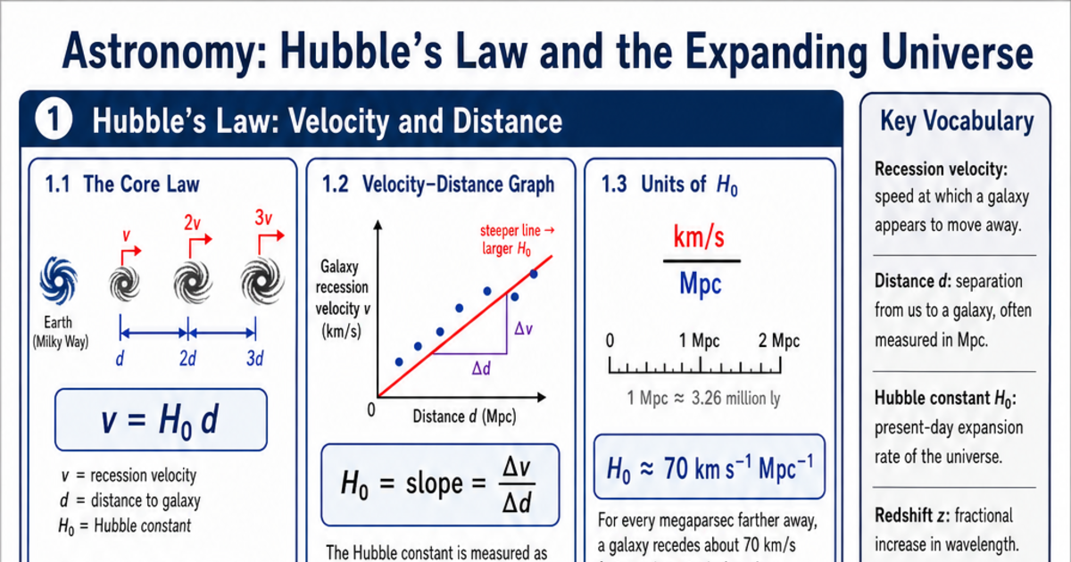 Hubble's Law and the Expanding Universe Cheat Sheet | LivePhysics™