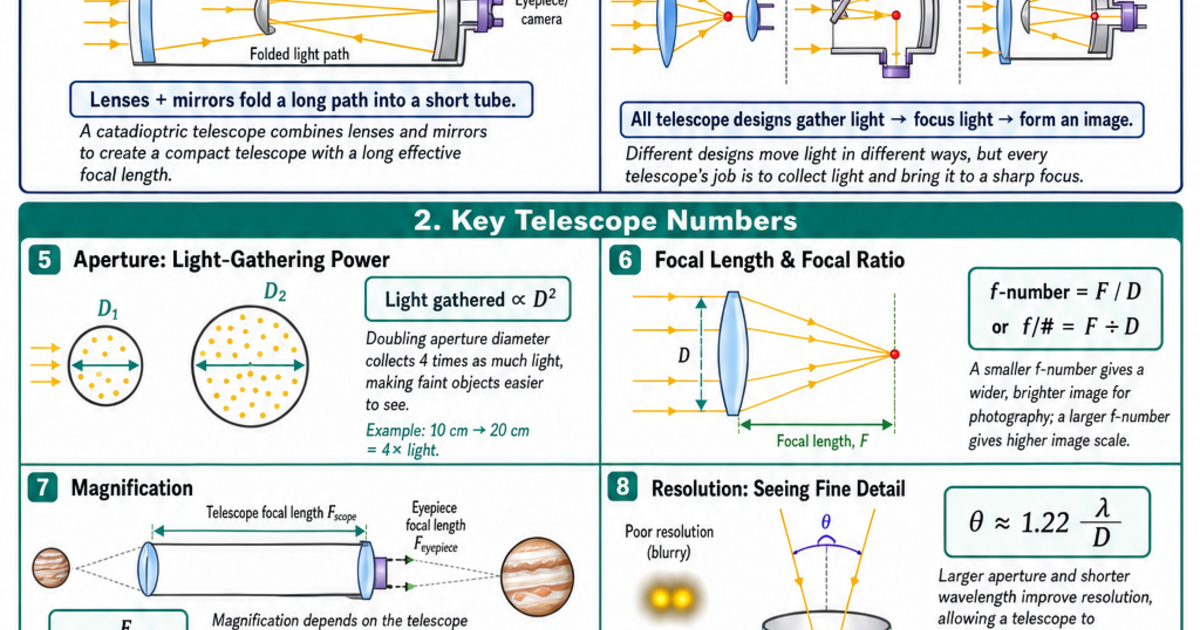 Telescope Types & How They Work Cheat Sheet | LivePhysics™