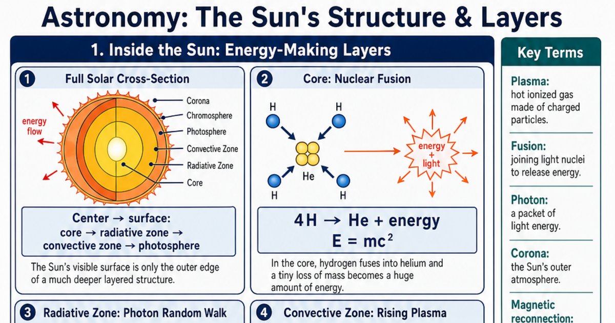 The Sun's Structure & Layers Cheat Sheet | LivePhysics™