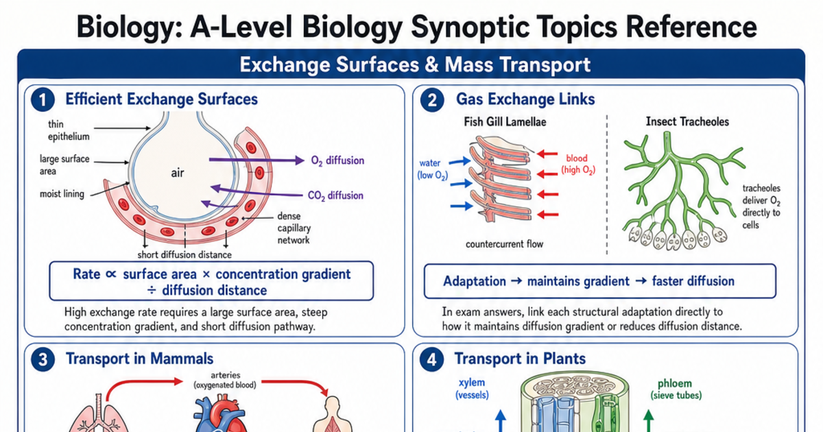 A-Level Biology Synoptic Topics Reference Cheat Sheet | LivePhysics™