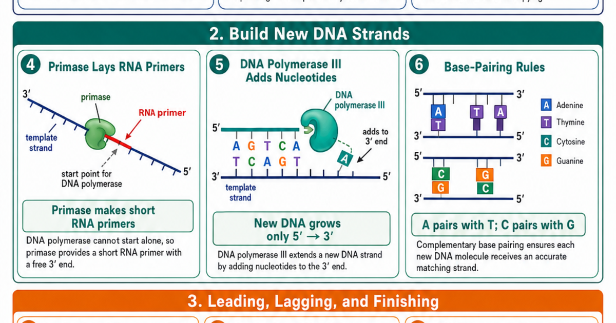 DNA Replication Step-by-Step Cheat Sheet | LivePhysics™