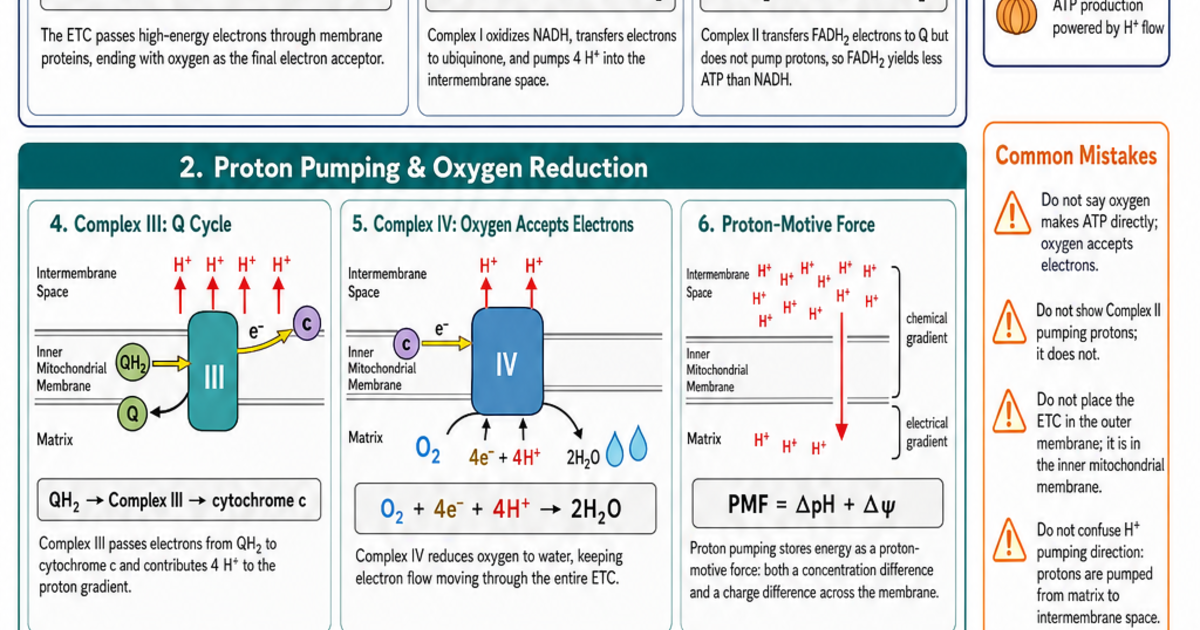 Electron Transport Chain & Oxidative Phosphorylation Cheat Sheet ...