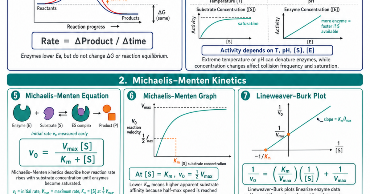Enzyme Kinetics & Metabolism Cheat Sheet | LivePhysics™