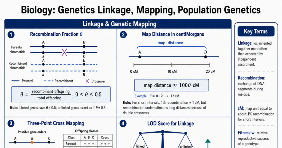 Genetics Linkage, Mapping, Population Genetics Cheat Sheet | LivePhysics™