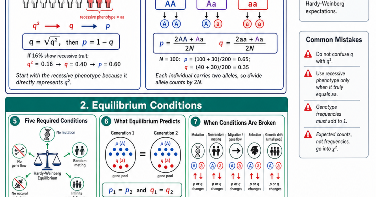 Hardy-Weinberg Equilibrium Reference Cheat Sheet | LivePhysics™