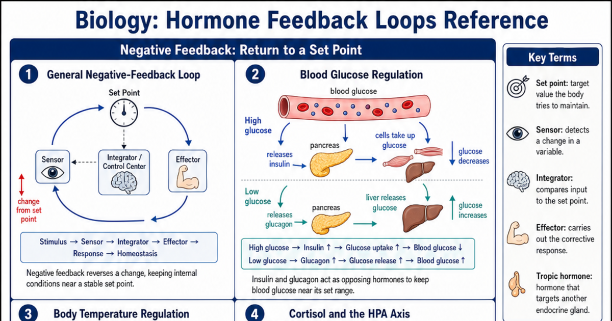 Feedback Loop In Science Hormone Feedback Loops Reference Cheat Sheet | LivePhysics™