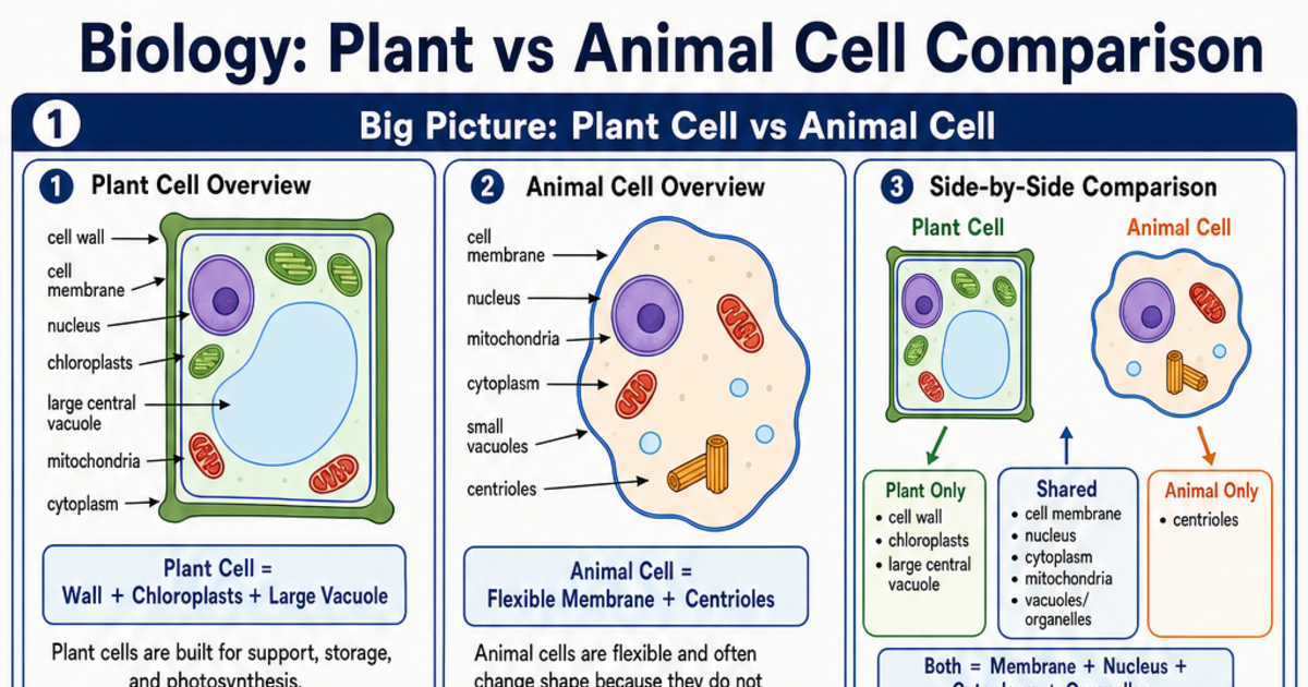 Plant vs Animal Cell Comparison Cheat Sheet | LivePhysics™