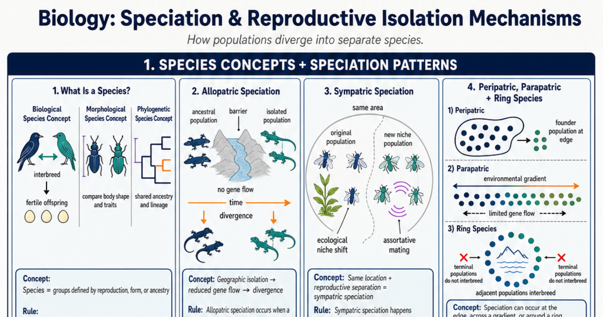 Evolution Isolation Speciation & Reproductive Isolation Mechanisms Cheat Sheet | LivePhysics™
