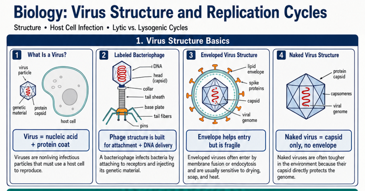 Virus Structure and Replication Cycles Cheat Sheet | LivePhysics™