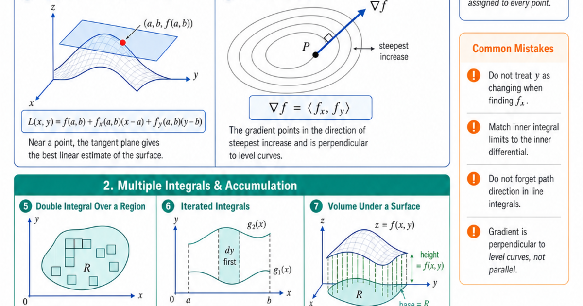 Multivariable Calculus Basics Cheat Sheet | LivePhysics™