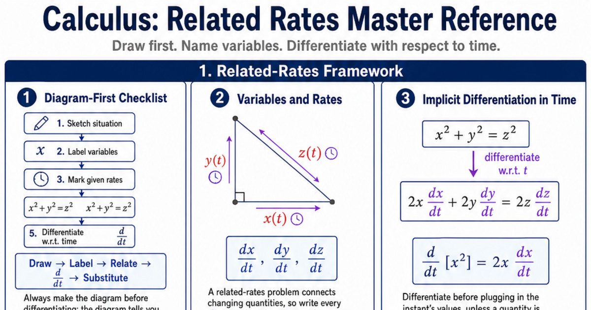 Related Rates Master Reference Cheat Sheet | LivePhysics™